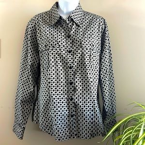 Anne Klein Black & White Button Down Top Size 14